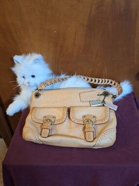Coach Tan Leather Shoulder Bag with Braided Handle